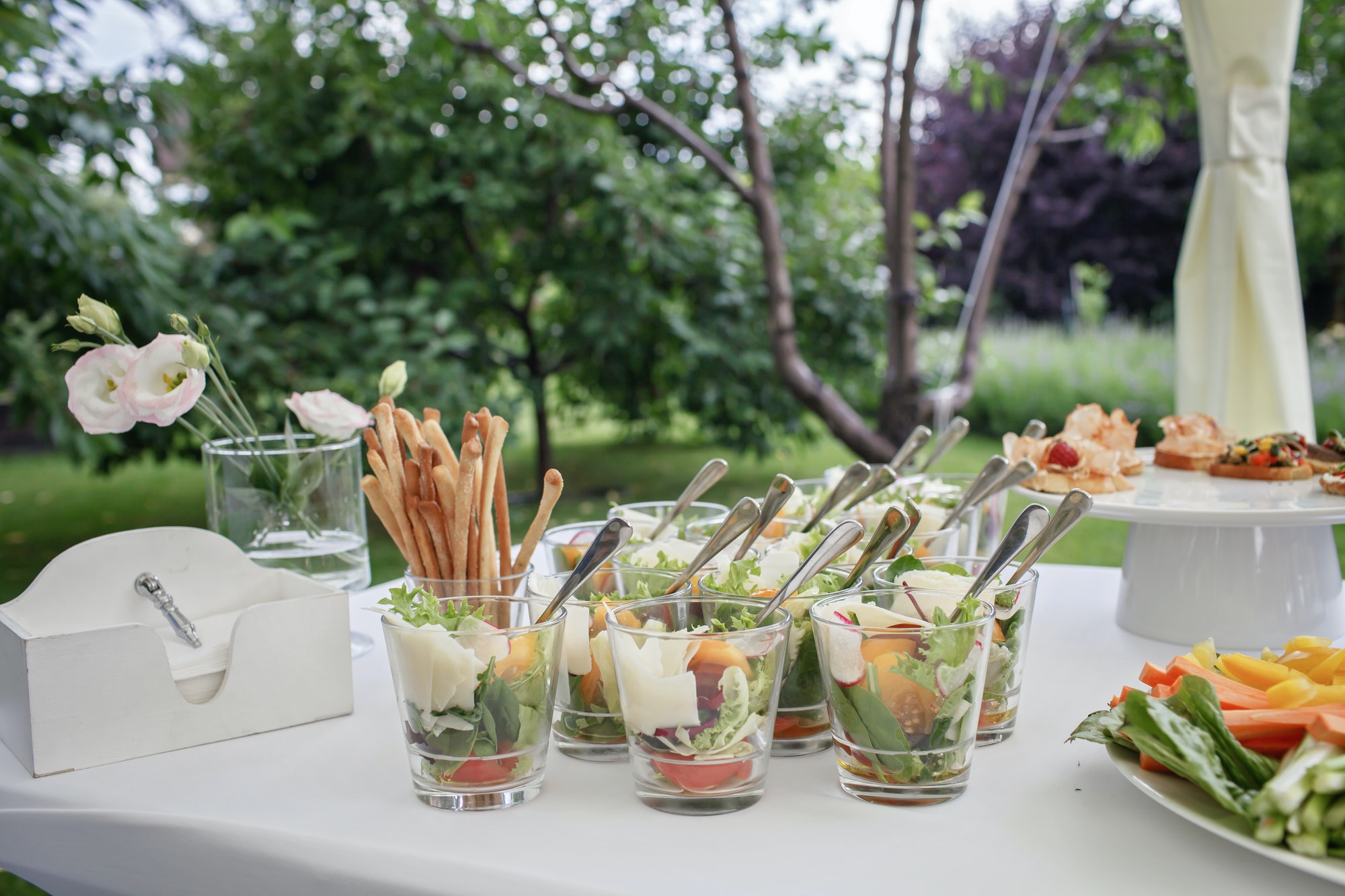 backyard barbeque party at summer elegant decoration luxury catering tasty and beautiful food